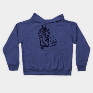 Bernie Sanders Mittens Just Trying to Keep Warm Line Drawing Kids Hoodie